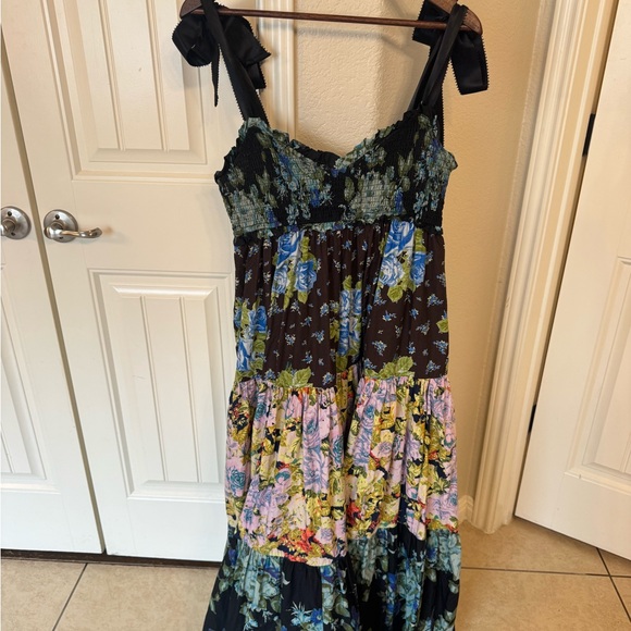 Free People Dresses & Skirts - Free People Black Floral Maxi Dress with Blue, Green, Pink Accents